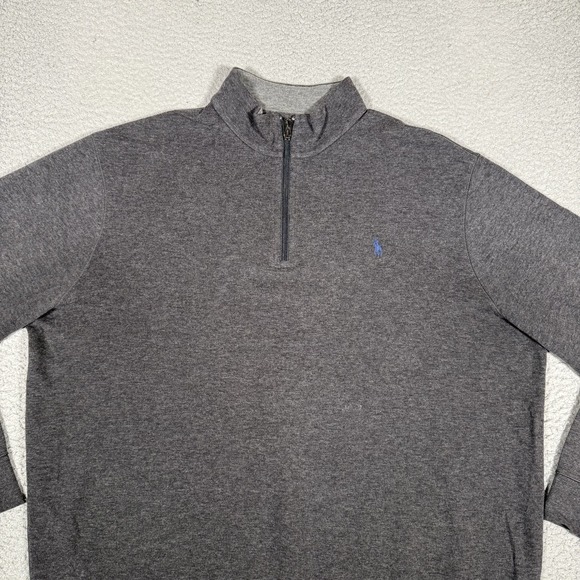 Polo Ralph Lauren Sweater Mens XL Gray 1/4 Zip Pullover Viscose Blend Preppy - Picture 2 of 12